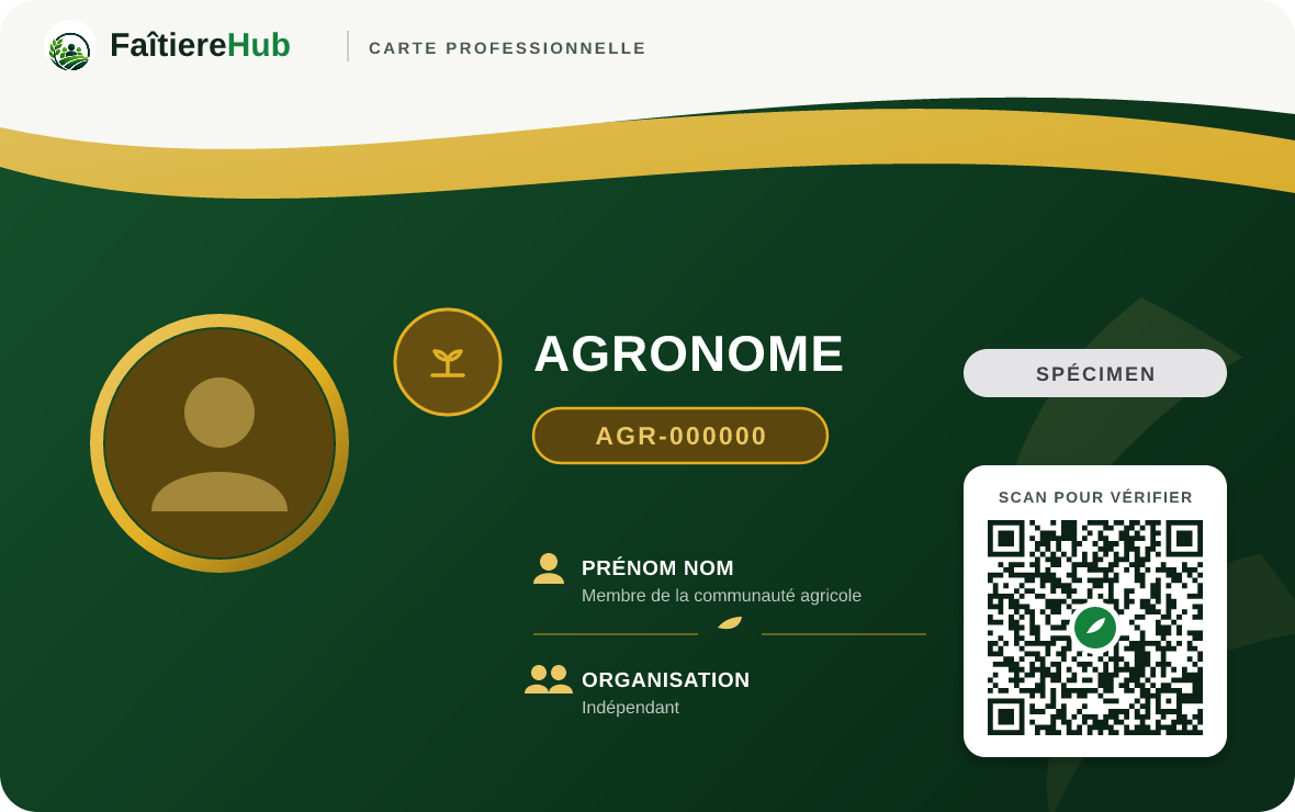 Spécimen de carte professionnelle Agronome